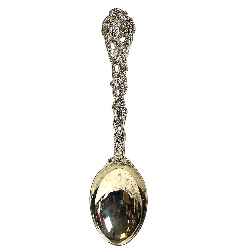 Godinger Grapevine Heavy Ornate 11" Pierced Handle Silver Plate Serving Spoon!